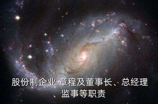  股份制企業(yè) 章程及董事長、總經(jīng)理、監(jiān)事等職責(zé)