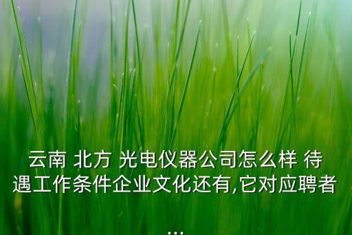 云南 北方 光電儀器公司怎么樣 待遇工作條件企業(yè)文化還有,它對應聘者...
