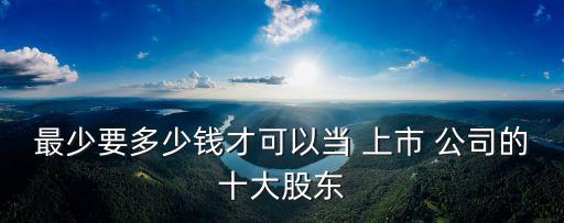 最少要多少錢才可以當 上市 公司的十大股東