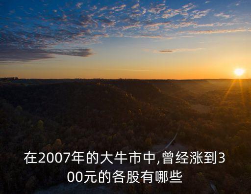 在2007年的大牛市中,曾經漲到300元的各股有哪些