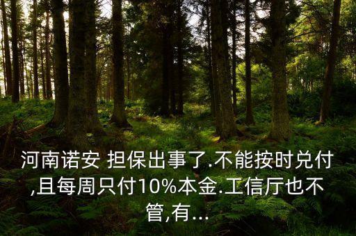 河南諾安 擔(dān)保出事了.不能按時(shí)兌付,且每周只付10%本金.工信廳也不管,有...