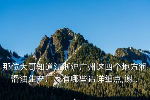那位大哥知道江浙滬廣州這四個地方潤滑油生產(chǎn)廠家有哪些請詳細點,謝...