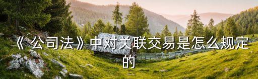 《 公司法》中對關聯(lián)交易是怎么規(guī)定的