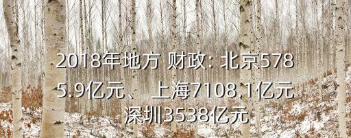 2018年地方 財政: 北京5785.9億元、 上海7108.1億元、深圳3538億元