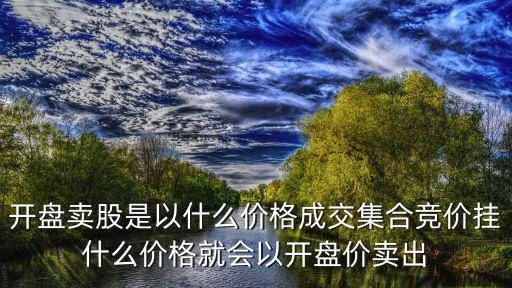 開(kāi)盤(pán)賣(mài)股是以什么價(jià)格成交集合競(jìng)價(jià)掛什么價(jià)格就會(huì)以開(kāi)盤(pán)價(jià)賣(mài)出