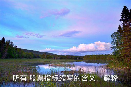 所有 股票指標(biāo)縮寫的含義、解釋