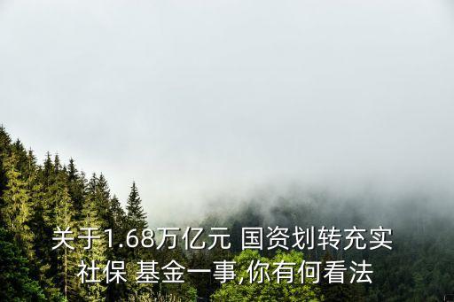關(guān)于1.68萬億元 國(guó)資劃轉(zhuǎn)充實(shí) 社保 基金一事,你有何看法