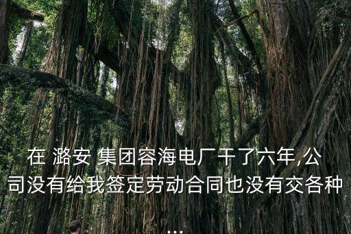 在 潞安 集團(tuán)容海電廠干了六年,公司沒有給我簽定勞動合同也沒有交各種...