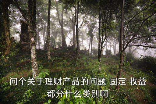 問個關(guān)于理財產(chǎn)品的問題 固定 收益都分什么類別啊