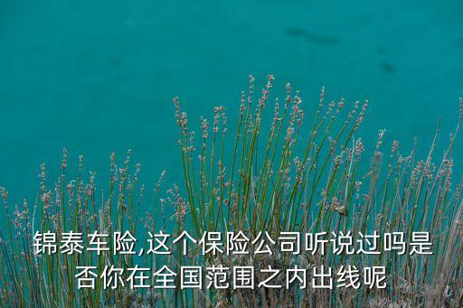  錦泰車險(xiǎn),這個(gè)保險(xiǎn)公司聽說過嗎是否你在全國(guó)范圍之內(nèi)出線呢