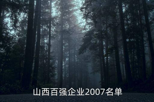  山西百強企業(yè)2007名單