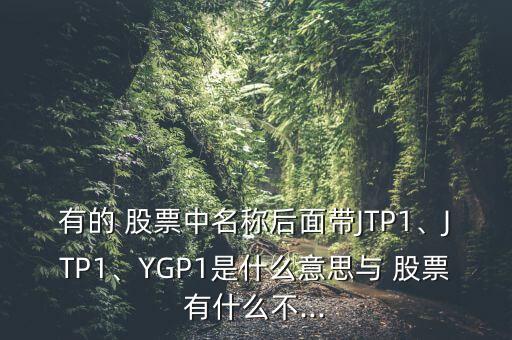 有的 股票中名稱后面帶JTP1、JTP1、YGP1是什么意思與 股票有什么不...