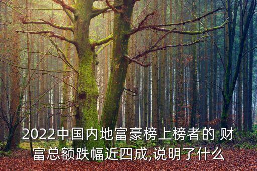 2022中國(guó)內(nèi)地富豪榜上榜者的 財(cái)富總額跌幅近四成,說明了什么