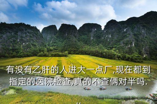 有沒有乙肝的人進(jìn)大一點(diǎn)廠,現(xiàn)在都到指定的醫(yī)院檢查,真的不查倆對半嗎...