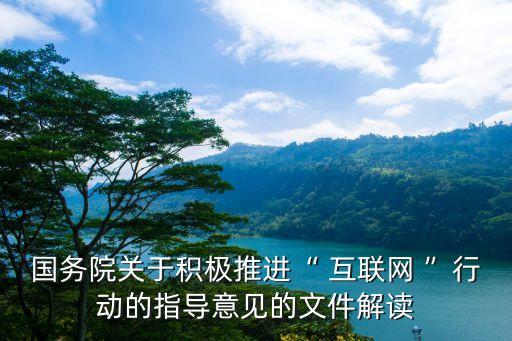 國務(wù)院關(guān)于積極推進“ 互聯(lián)網(wǎng) ”行動的指導(dǎo)意見的文件解讀