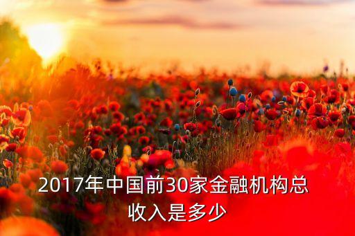 2017年中國前30家金融機構總 收入是多少