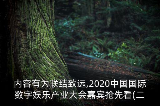 內(nèi)容有為聯(lián)結致遠,2020中國國際數(shù)字娛樂產(chǎn)業(yè)大會嘉賓搶先看(二