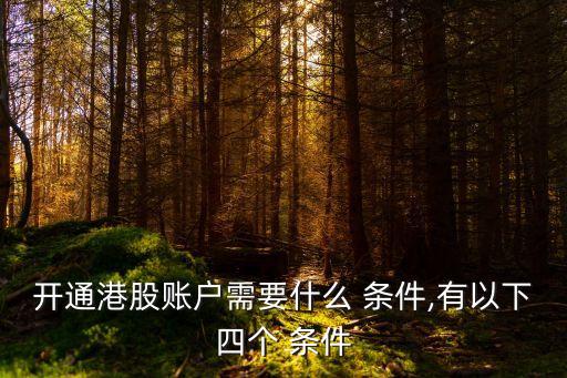 開通港股賬戶需要什么 條件,有以下四個(gè) 條件