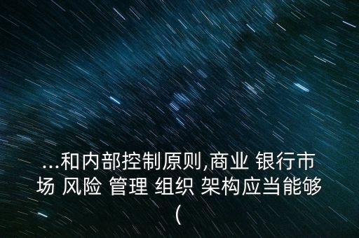 ...和內(nèi)部控制原則,商業(yè) 銀行市場 風(fēng)險 管理 組織 架構(gòu)應(yīng)當(dāng)能夠(