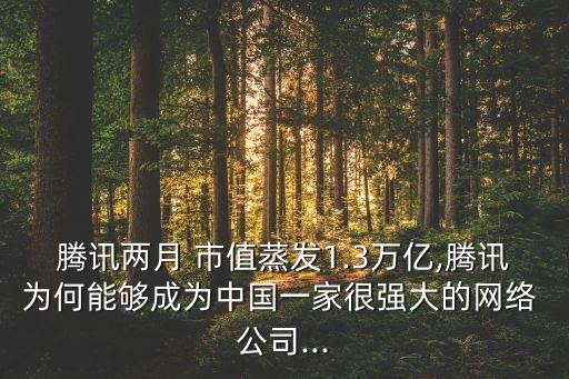 騰訊兩月 市值蒸發(fā)1.3萬億,騰訊為何能夠成為中國一家很強大的網(wǎng)絡 公司...