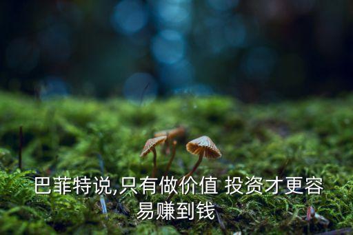  巴菲特說,只有做價(jià)值 投資才更容易賺到錢