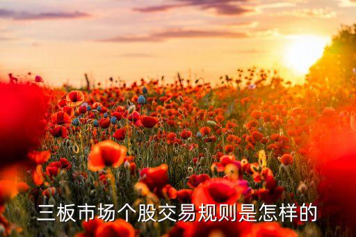 三板市場(chǎng)個(gè)股交易規(guī)則是怎樣的