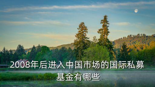 2008年后進(jìn)入中國市場(chǎng)的國際私募 基金有哪些