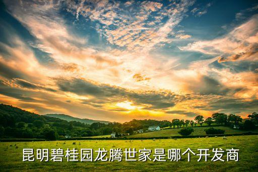  昆明碧桂園龍騰世家是哪個(gè)開(kāi)發(fā)商