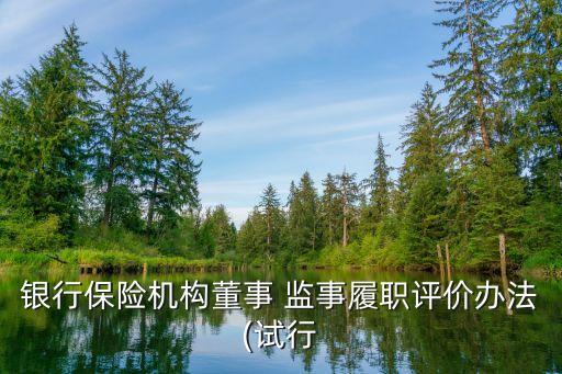 銀行保險機構(gòu)董事 監(jiān)事履職評價辦法(試行
