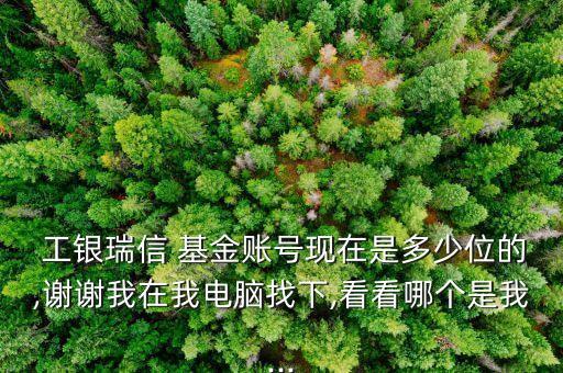  工銀瑞信 基金賬號(hào)現(xiàn)在是多少位的,謝謝我在我電腦找下,看看哪個(gè)是我...