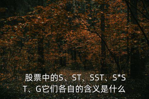  股票中的S、ST、SST、S*ST、G它們各自的含義是什么