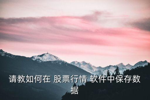 請教如何在 股票行情 軟件中保存數據