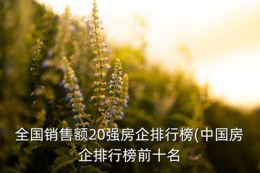 全國(guó)銷(xiāo)售額20強(qiáng)房企排行榜(中國(guó)房企排行榜前十名