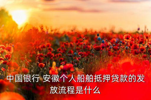 中國銀行 安徽個(gè)人船舶抵押貸款的發(fā)放流程是什么