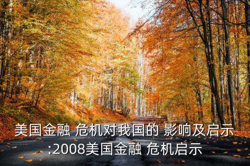 美國金融 危機(jī)對我國的 影響及啟示:2008美國金融 危機(jī)啟示