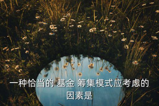 一種恰當?shù)?基金 籌集模式應考慮的因素是