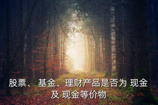 股票、 基金、理財(cái)產(chǎn)品是否為 現(xiàn)金及 現(xiàn)金等價(jià)物