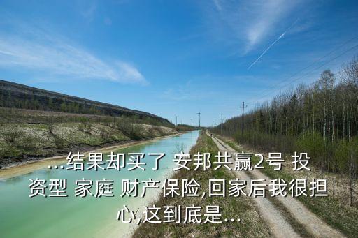 ...結果卻買了 安邦共贏2號 投資型 家庭 財產保險,回家后我很擔心,這到底是...