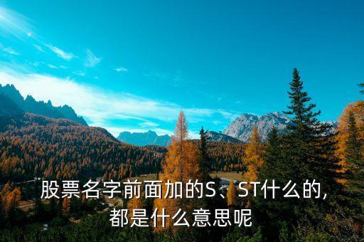  股票名字前面加的S、ST什么的,都是什么意思呢