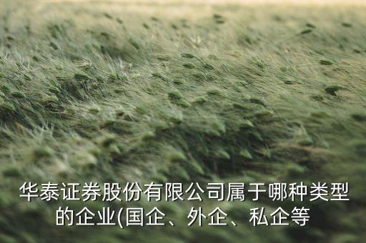  華泰證券股份有限公司屬于哪種類型的企業(yè)(國企、外企、私企等