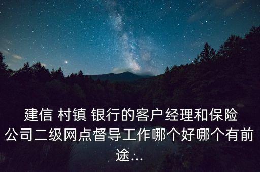  建信 村鎮(zhèn) 銀行的客戶經(jīng)理和保險(xiǎn)公司二級(jí)網(wǎng)點(diǎn)督導(dǎo)工作哪個(gè)好哪個(gè)有前途...
