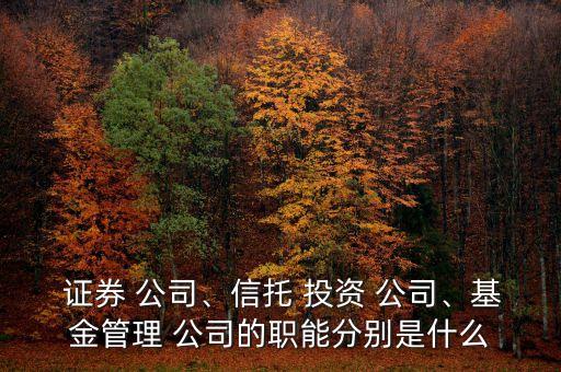 證券 公司、信托 投資 公司、基金管理 公司的職能分別是什么