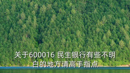 關(guān)于600016 民生銀行有些不明白的地方請高手指點(diǎn)