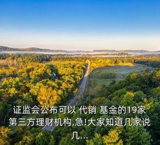 證監(jiān)會公布可以 代銷 基金的19家第三方理財機構(gòu),急!大家知道幾家說幾...