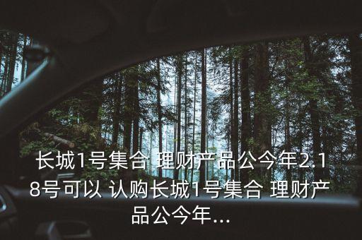 長城1號集合 理財產(chǎn)品公今年2.18號可以 認(rèn)購長城1號集合 理財產(chǎn)品公今年...