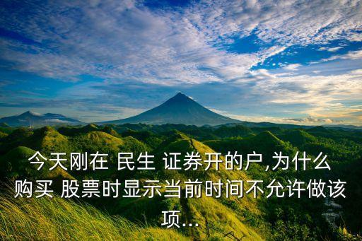 今天剛在 民生 證券開(kāi)的戶,為什么購(gòu)買(mǎi) 股票時(shí)顯示當(dāng)前時(shí)間不允許做該項(xiàng)...