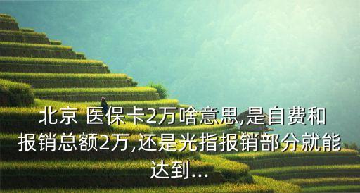  北京 醫(yī)?？?萬(wàn)啥意思,是自費(fèi)和報(bào)銷(xiāo)總額2萬(wàn),還是光指報(bào)銷(xiāo)部分就能達(dá)到...