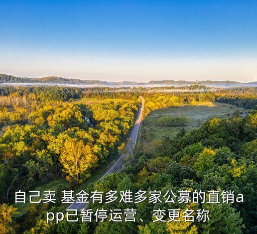 自己賣 基金有多難多家公募的直銷app已暫停運(yùn)營(yíng)、變更名稱