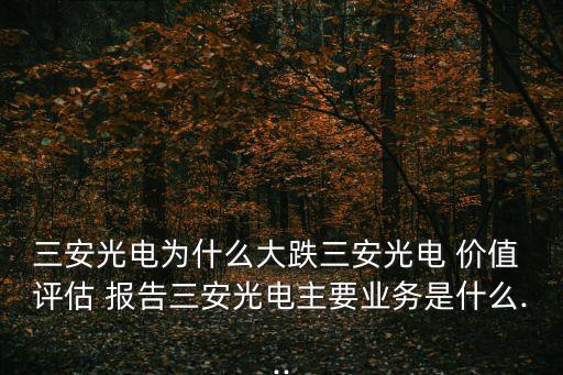 三安光電為什么大跌三安光電 價值 評估 報告三安光電主要業(yè)務是什么...