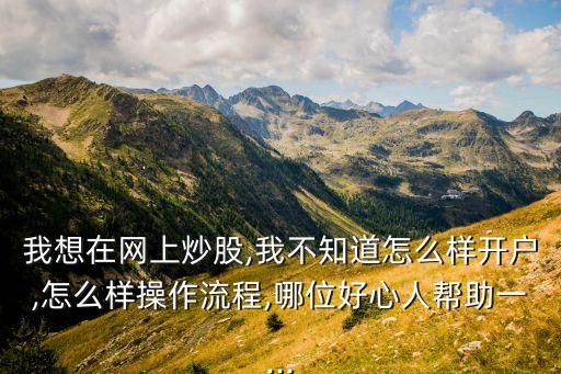 我想在網(wǎng)上炒股,我不知道怎么樣開(kāi)戶,怎么樣操作流程,哪位好心人幫助一...